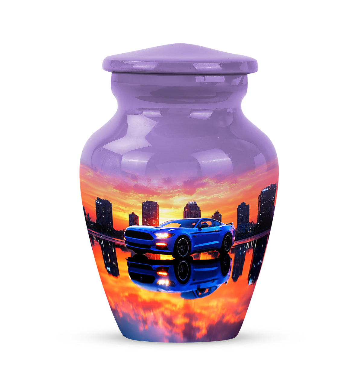 Personalized Purple Cherished Car Cremation Urns for Human Ashes - 10-inch, 200 cu in - Karyliz
