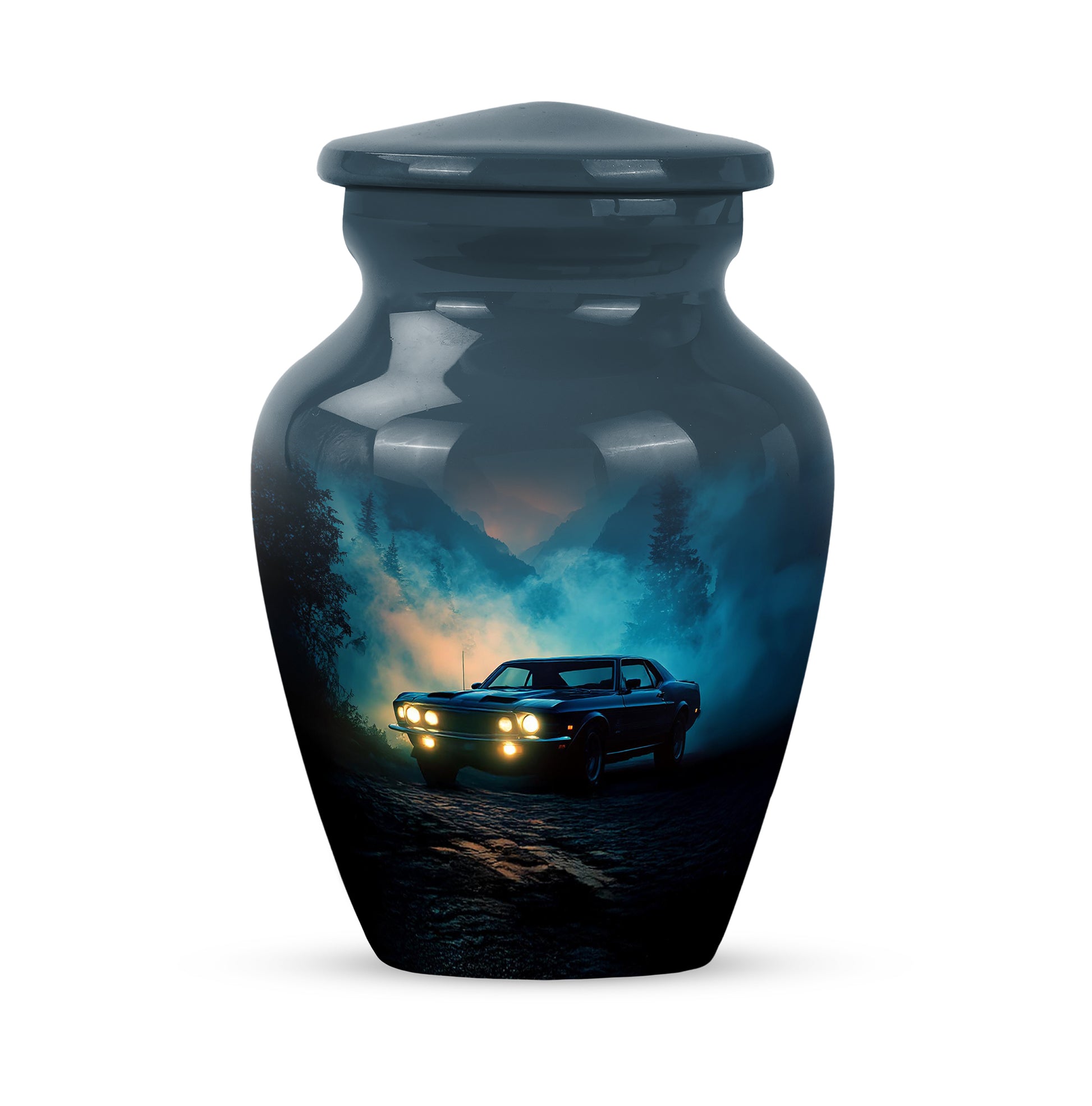 Blue Car Tribute Cremation Urns for Human Ashes - 10-inch, 200 cu in - Karyliz