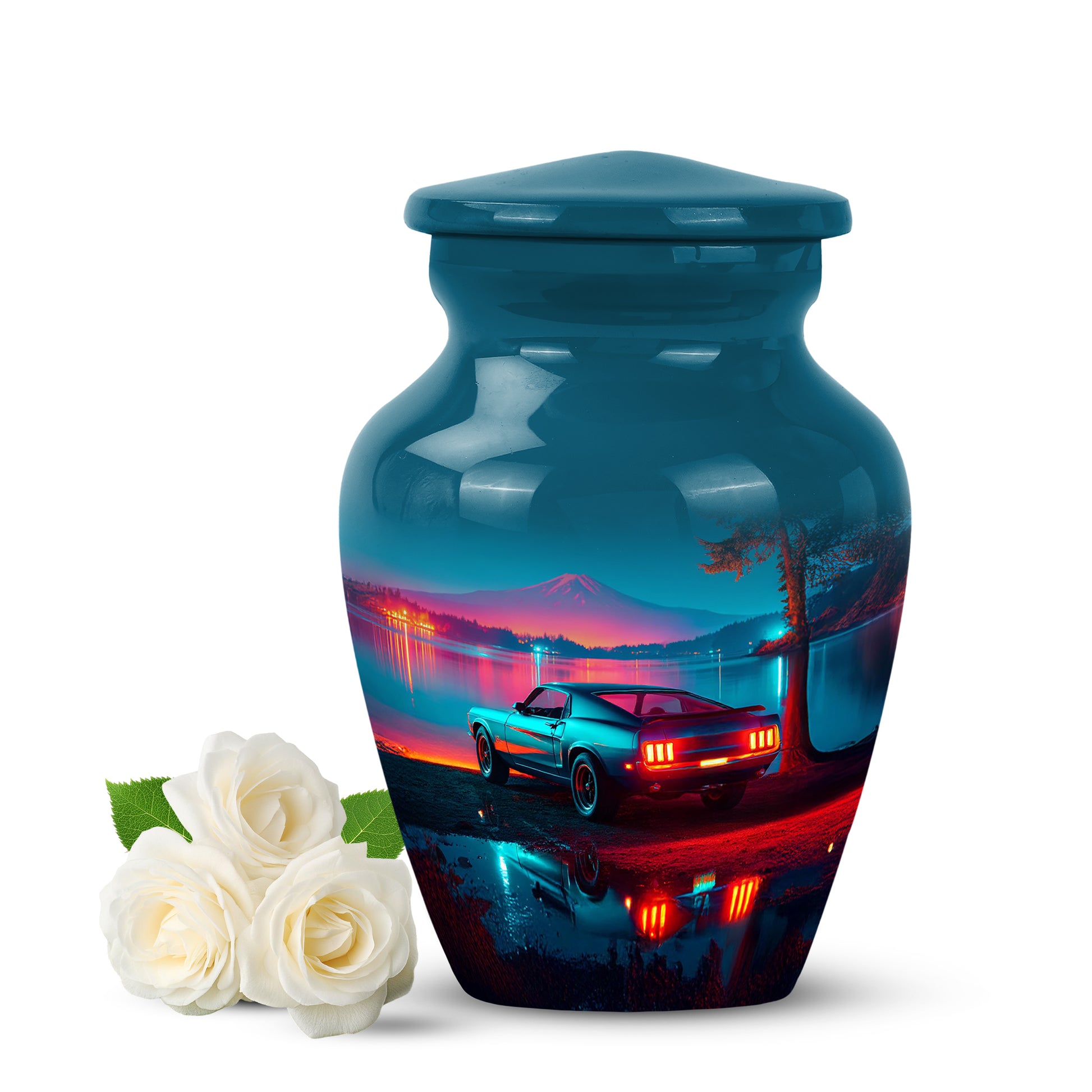 Divine Blue Car Cremation Urn for Ashes - 10-inch, 200 cu in - Karyliz