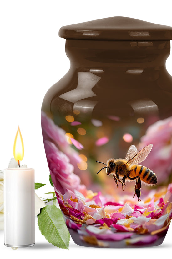Gold Exquisite Bee Memorial Urn for Ashes - 10-inch, 200 cu in - Karyliz