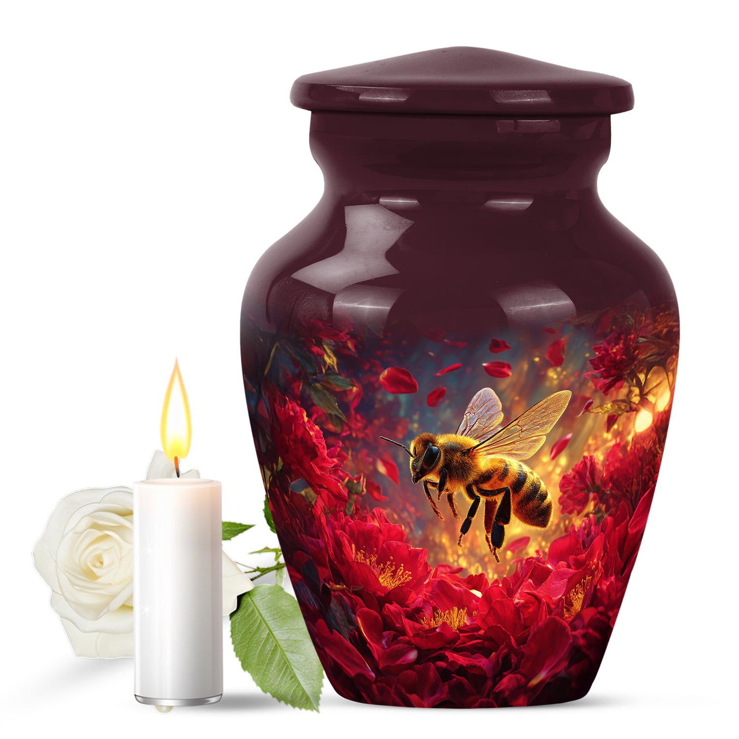 Everlasting Pink Bee Beacon Urn for Human Ashes - 10-inch, 200 cu in - Karyliz