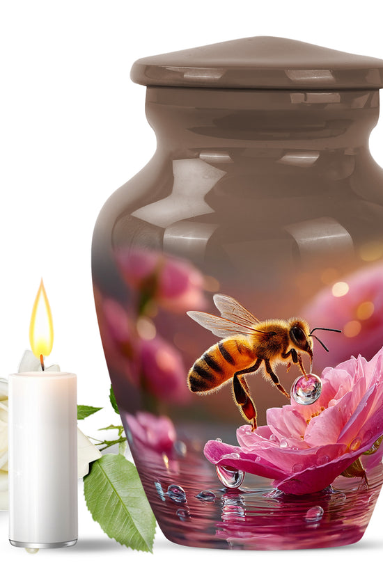 Gold Sacred Bee Cremation Urns for Human Ashes - 10-inch, 200 cu in - Karyliz