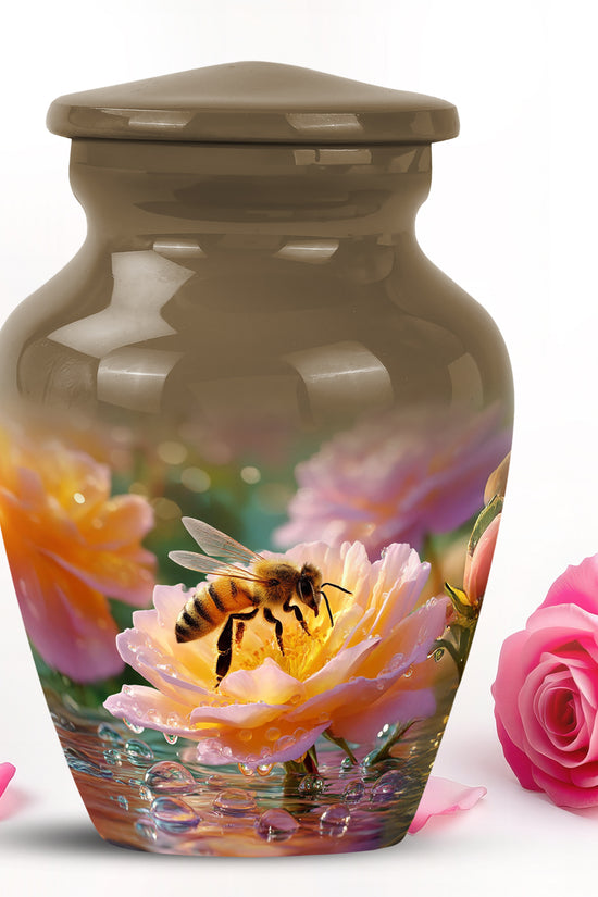 Everlasting Gold Bee Devotion Urn for Human Ashes - 10-inch, 200 cu in - Karyliz