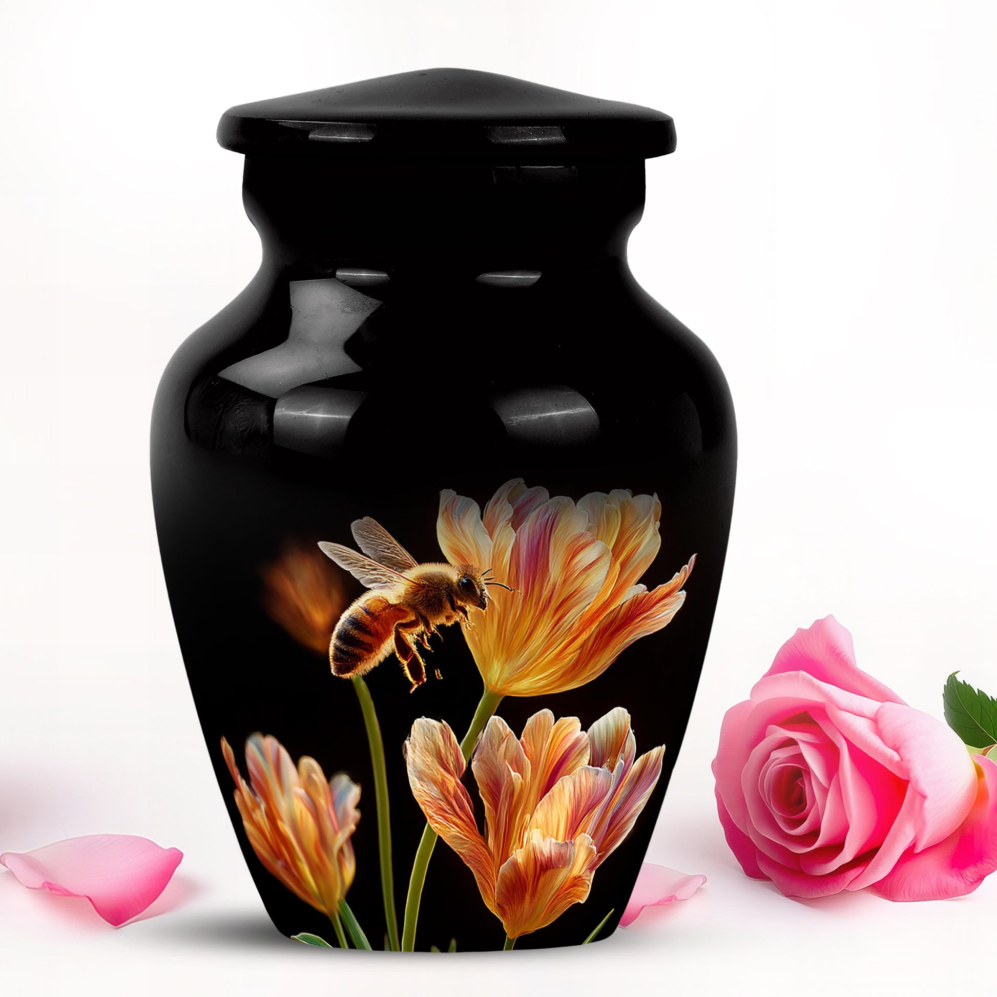 Black Bee Cremation Urns - Enduring Farewell 10-inch, 200 cu in - Karyliz