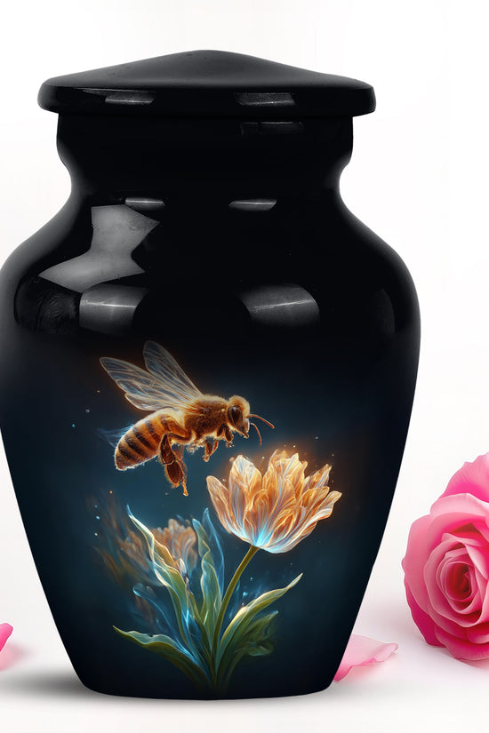Stunning Black Bee Testament Urn for Human Ashes - 10-inch, 200 cu in - Karyliz