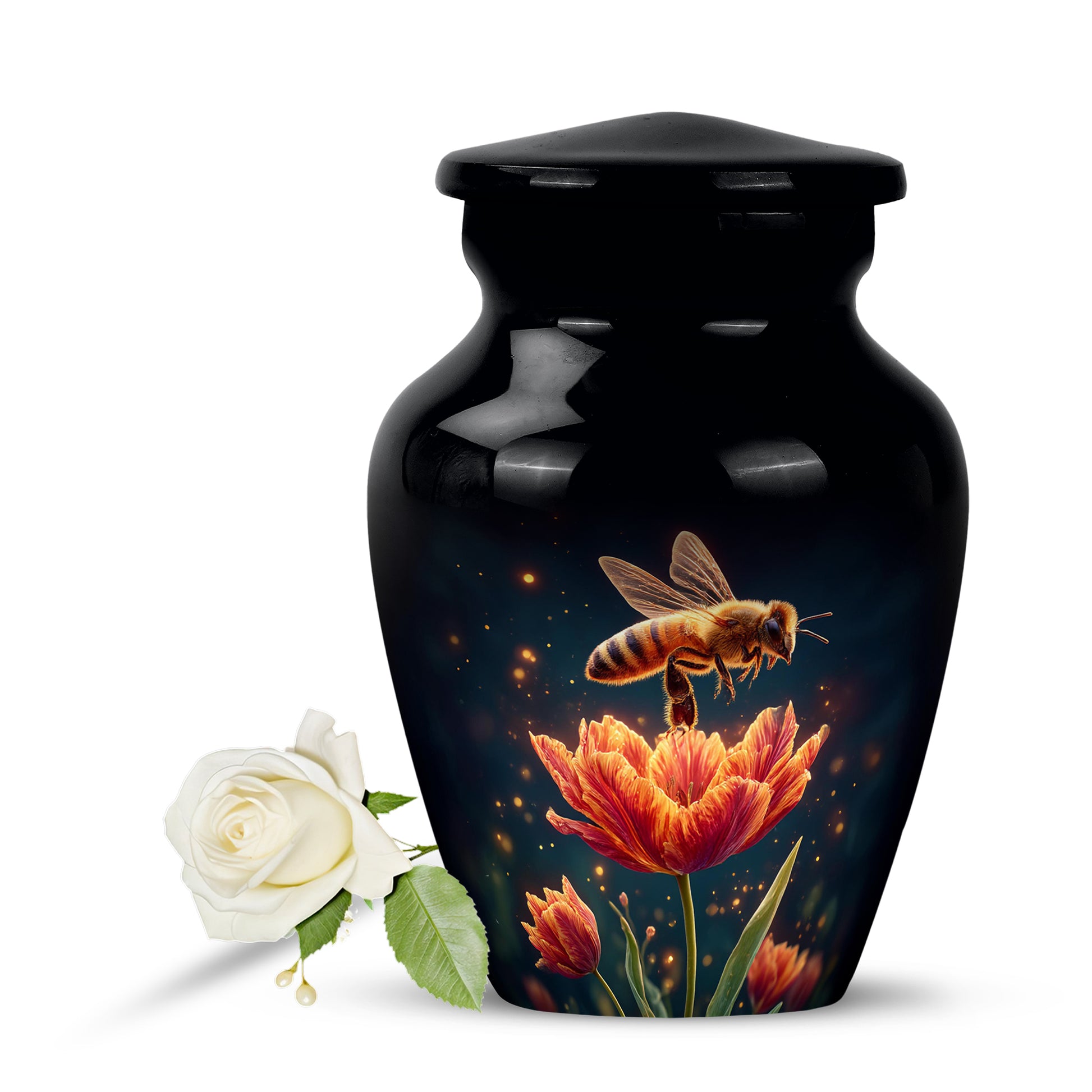 Personalized Black Bee Cremation Urns for Ashes - Enchanting 10-inch - Karyliz