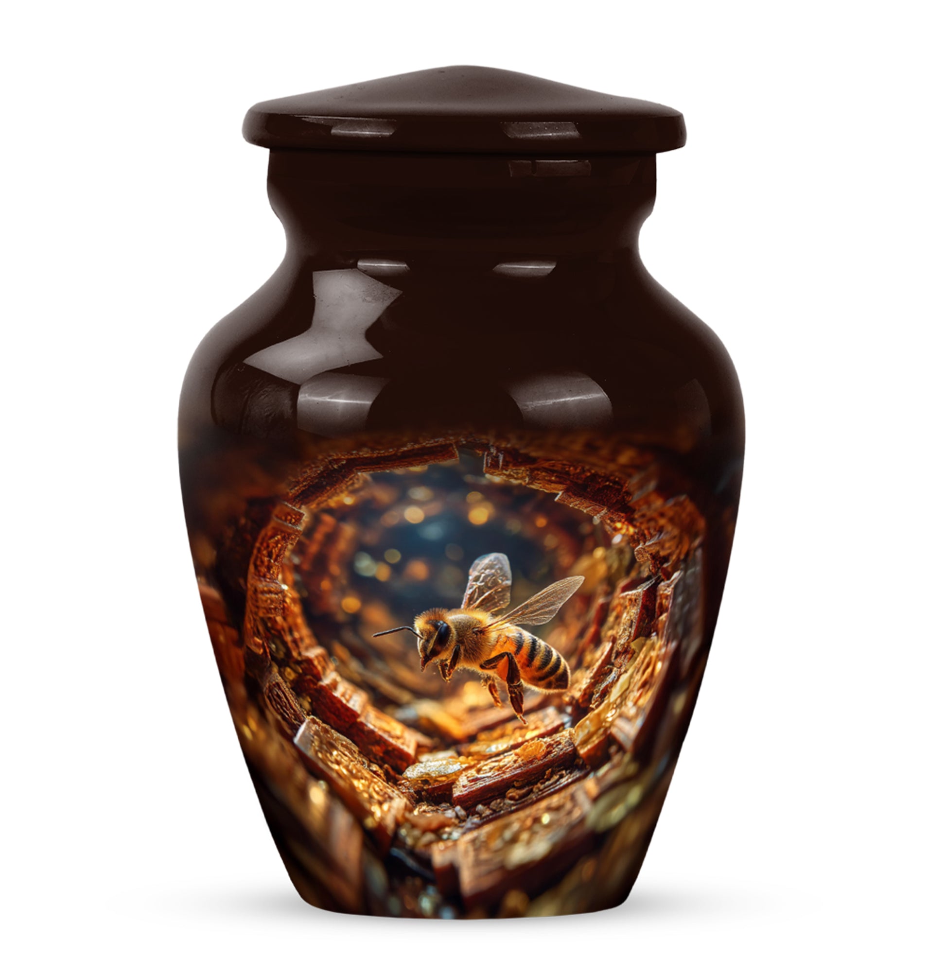 Divine Red Bee Cremation Urn for Ashes - 10-inch, 200 cu in - Karyliz