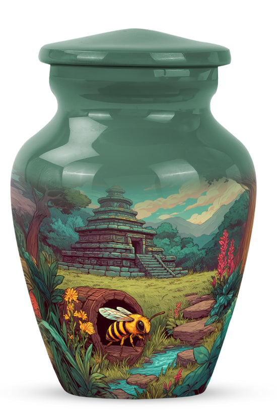 Green Bee Farewell Cremation Urns for Human Ashes - 10-inch, 200 cu in - Karyliz