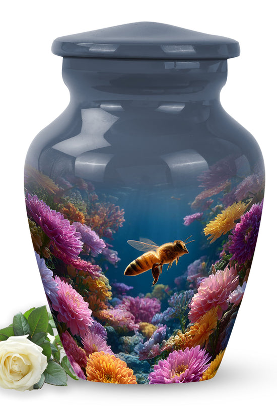 Divine Blue Bee Cremation Urn for Ashes - 10-inch, 200 cu in - Karyliz