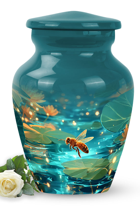 Personalized Teal Bee Cremation Urns for Ashes - Enchanting 10-inch - Karyliz