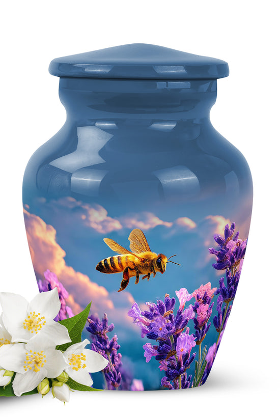 Distinguished Blue Bee Cremation Urn for Ashes - 10-inch, 200 cu in - Karyliz