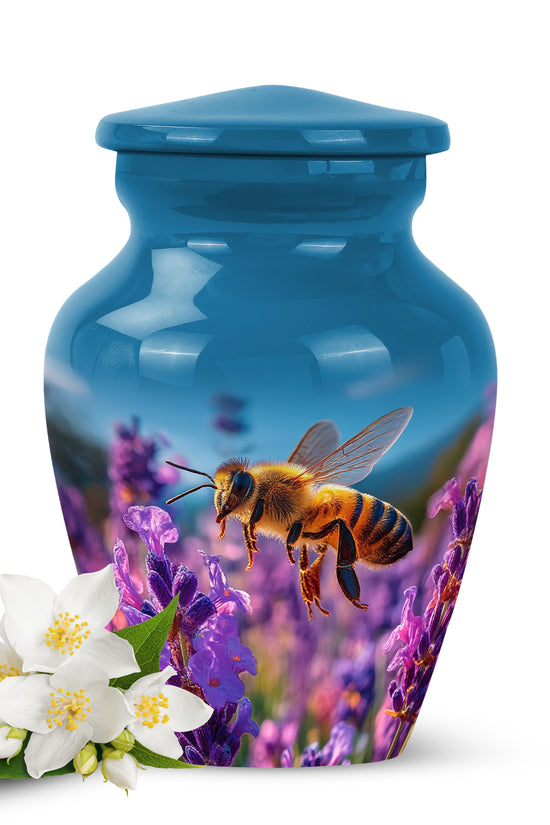Personalized Magnificent Bee Cremation Urns - Blue 10-inch, 200 cu in - Karyliz