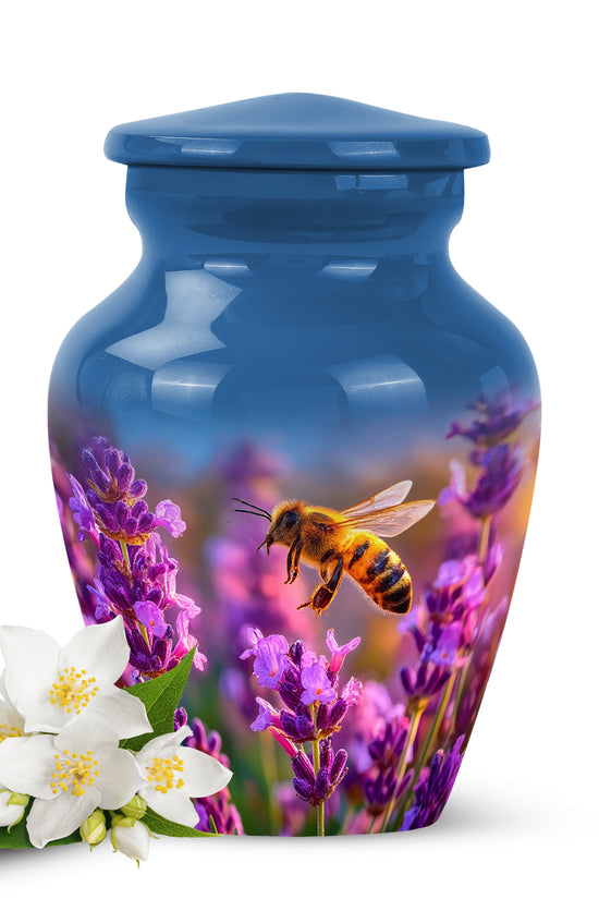 Blue Sacred Bee Cremation Urns for Human Ashes - 10-inch, 200 cu in - Karyliz