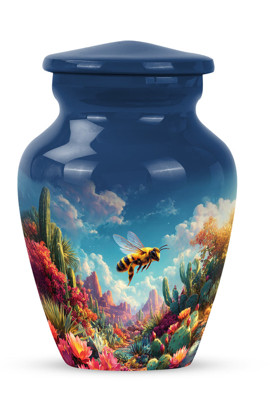 Everlasting Blue Bee Passage Urn for Human Ashes - 10-inch, 200 cu in - Karyliz