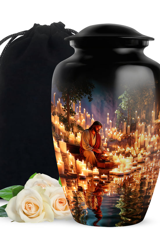 Spiritual Candlelight Urn - Jesus Memorial Urn For Human Ashes
