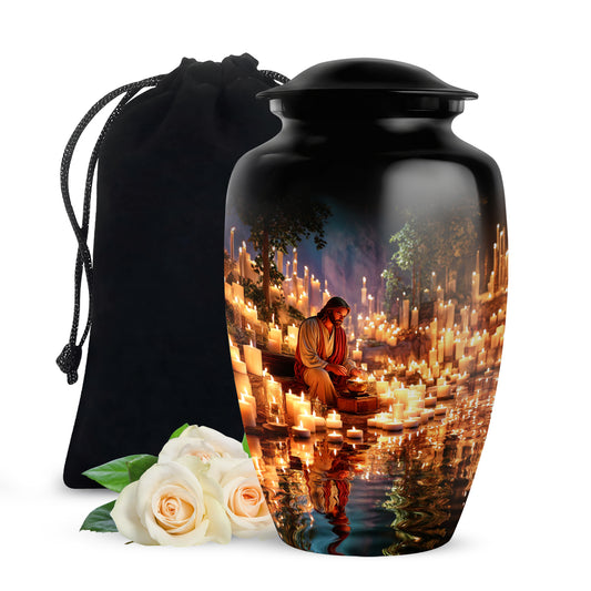 Spiritual Candlelight Urn - Jesus Memorial Urn For Human Ashes