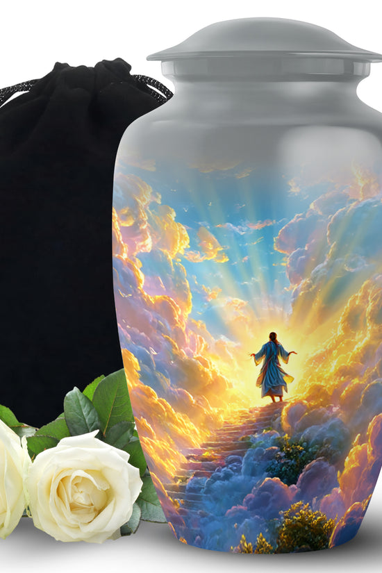 Jesus Funeral Urn - Heaven Path Theme Cremation Urn For Burial