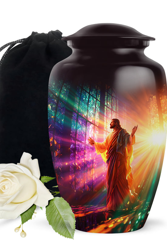 Christian Cremation Urn - Jesus Spiritual Funeral Urn For Adult Ashes