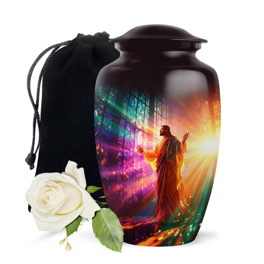 Christian Cremation Urn - Jesus Spiritual Funeral Urn For Adult Ashes