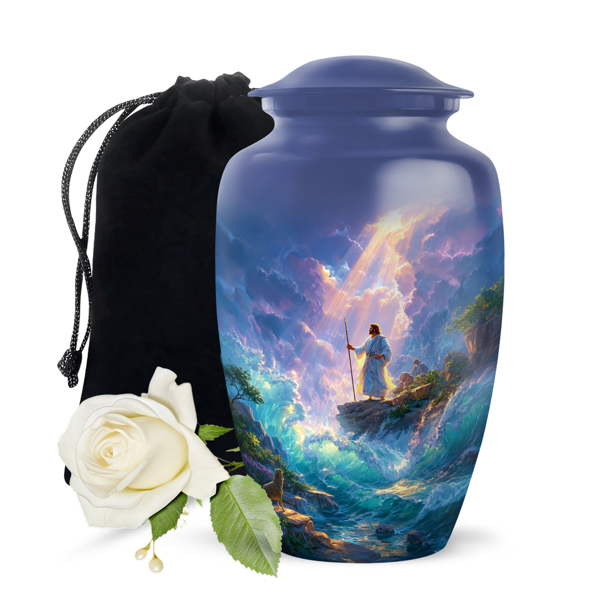 Jesus Ocean Waves Cremation Urn - Jesus Sea View Cremation Urn For Burial