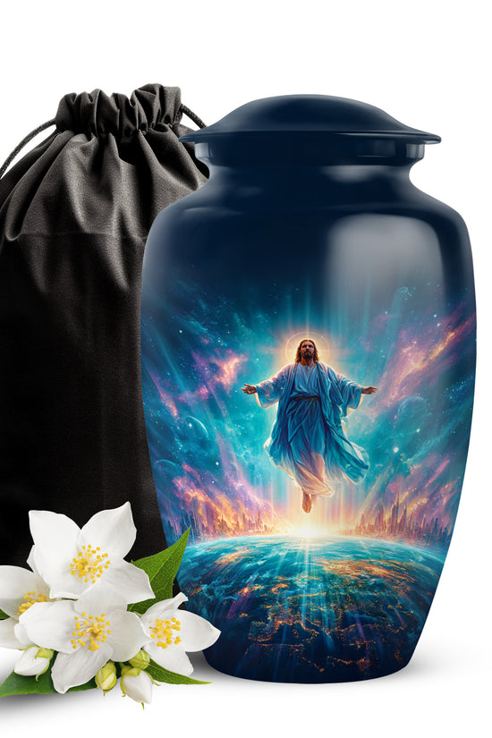 Cosmic Jesus Memorial Urn - Catholic Cremation Urn For Burial