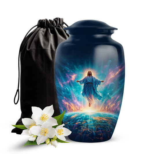 Cosmic Jesus Memorial Urn - Catholic Cremation Urn For Burial