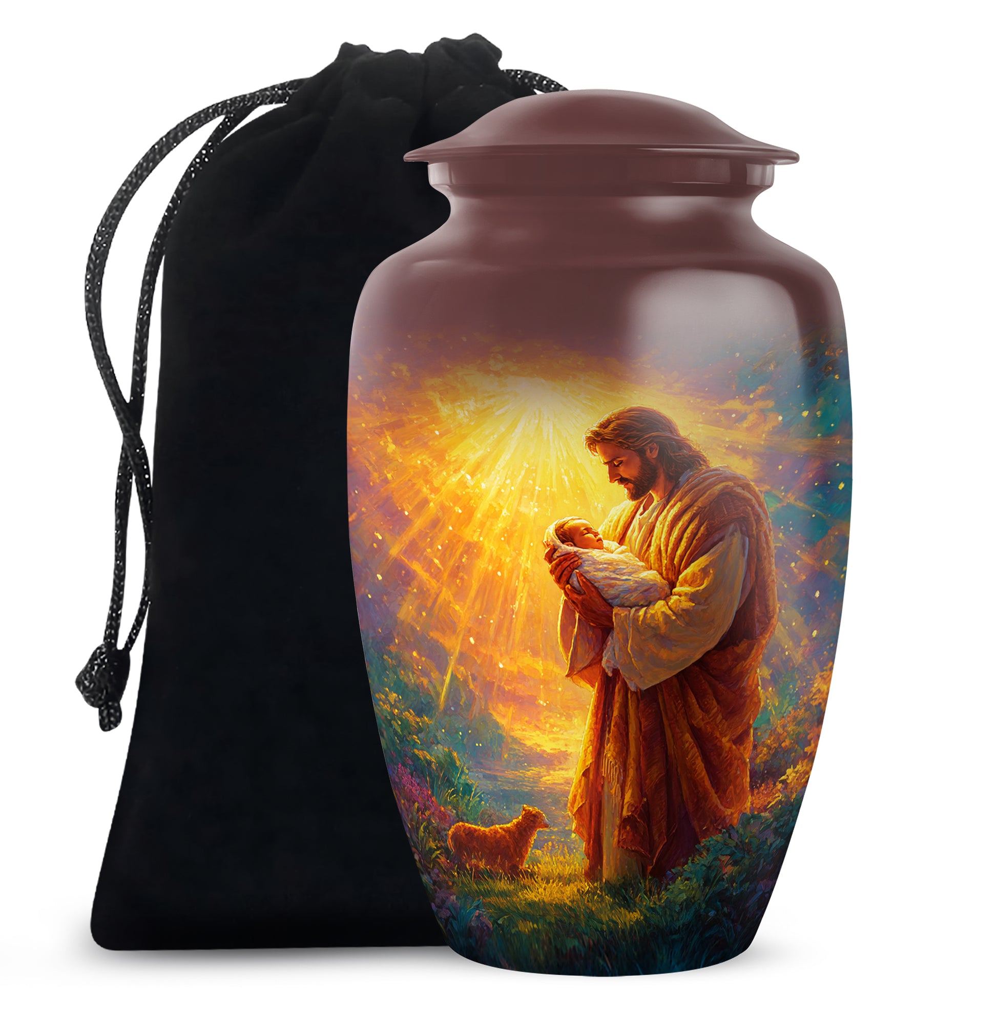Loving Jesus Funeral Urn - Divine Light Cremation Urn For Adult Ashes