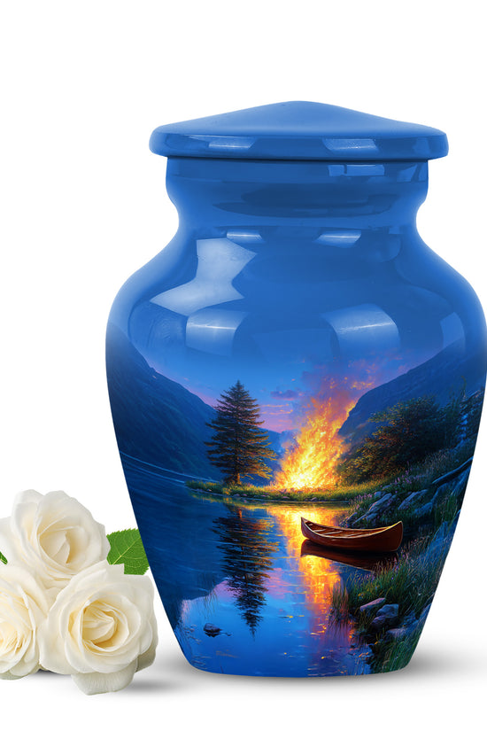 Blue Campfire Haven Cremation Urns for Human Ashes - 10-inch, 200 cu in - Karyliz