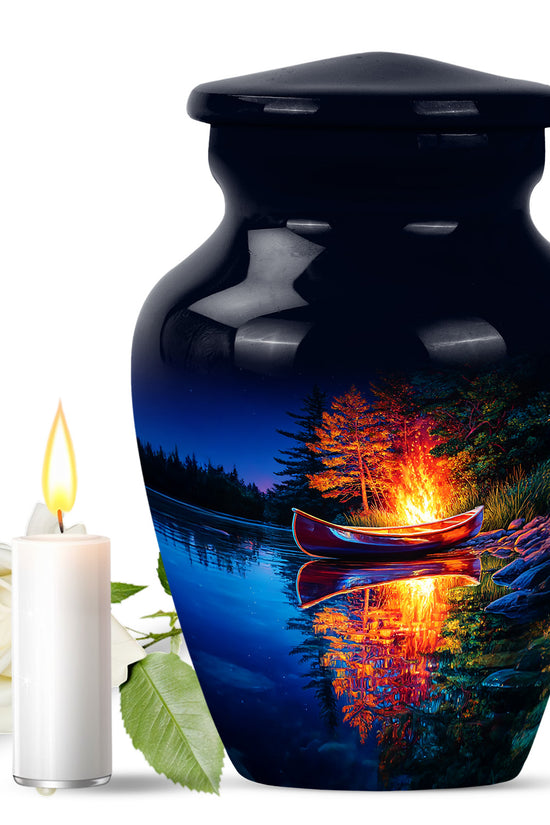 Personalized Blue Campfire Cremation Urns for Ashes - Peaceful 10-inch - Karyliz