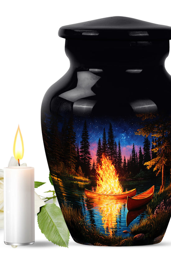 Hallowed Campfire Cremation Urns for Human Ashes - Black 10-inch - Karyliz