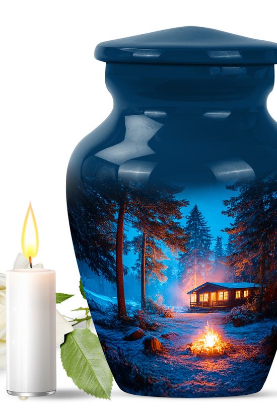 Blue Campfire Memorial Cremation Urns for Human Ashes - 10-inch, 200 cu in - Karyliz