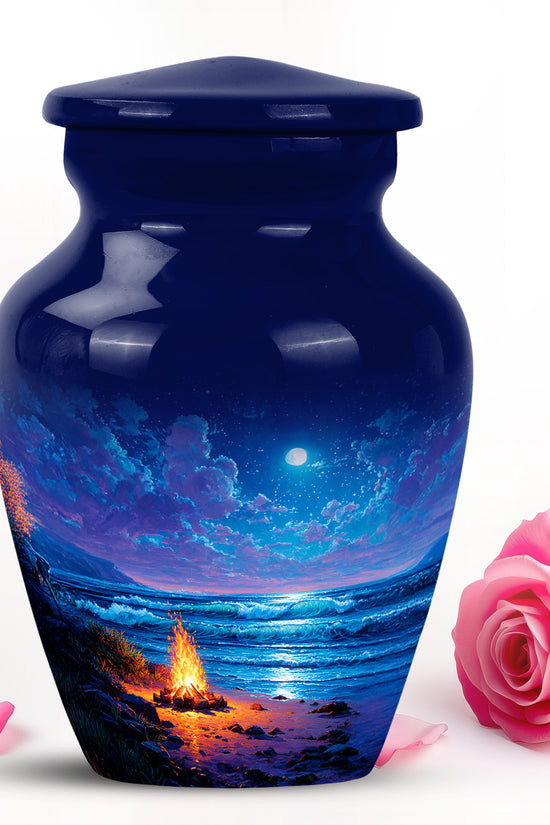 Personalized Campfire Cremation Urns - Eminent Blue 10-inch, 200 cu in - Karyliz
