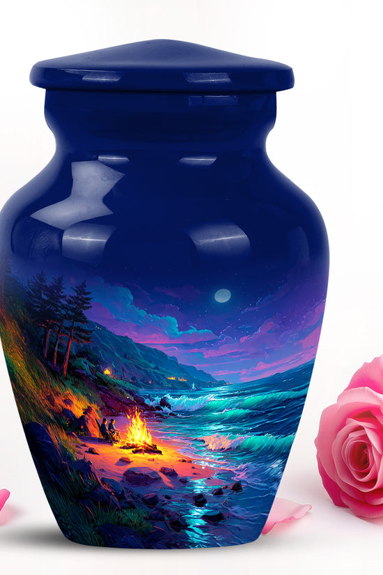 Illustrious Campfire Memorial Cremation Urns - Blue 10-inch, 200 cu in - Karyliz
