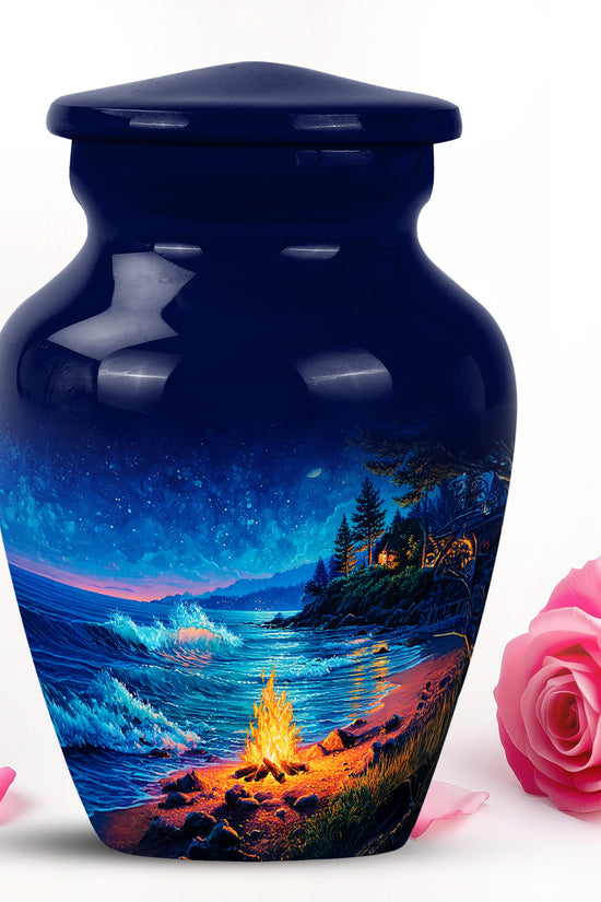 Personalized Blue Campfire Cremation Urns for Ashes - Majestic 10-inch - Karyliz