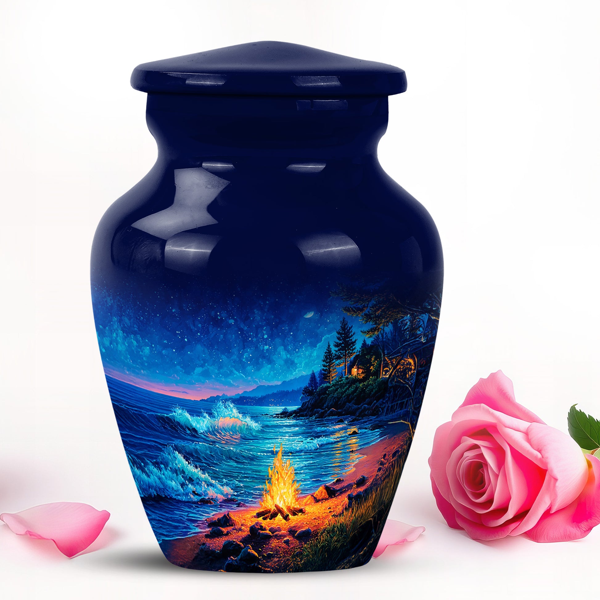 Personalized Blue Campfire Cremation Urns for Ashes - Majestic 10-inch - Karyliz