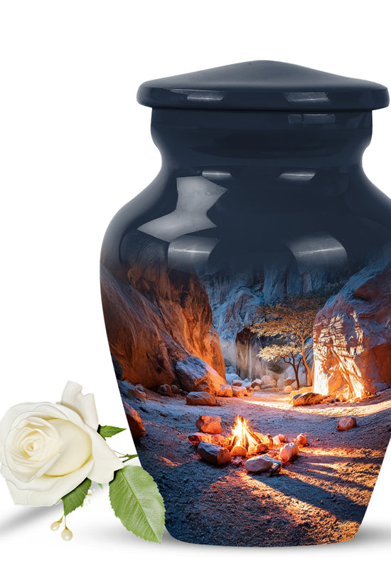 Blue Stately Campfire Cremation Urns for Human Ashes - 10-inch, 200 cu in - Karyliz