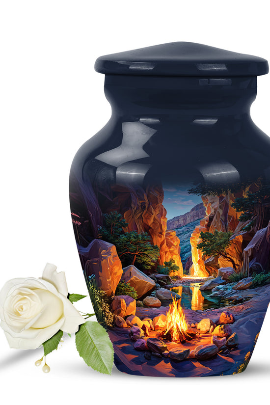 Divine Blue Campfire Cremation Urn for Ashes - 10-inch, 200 cu in - Karyliz