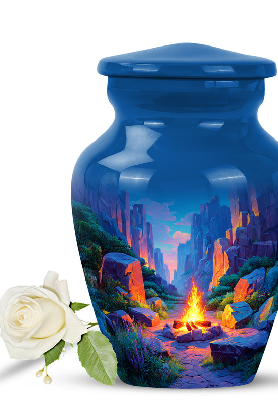 Blue Campfire Sanctuary Cremation Urns for Human Ashes - 10-inch, 200 cu in - Karyliz