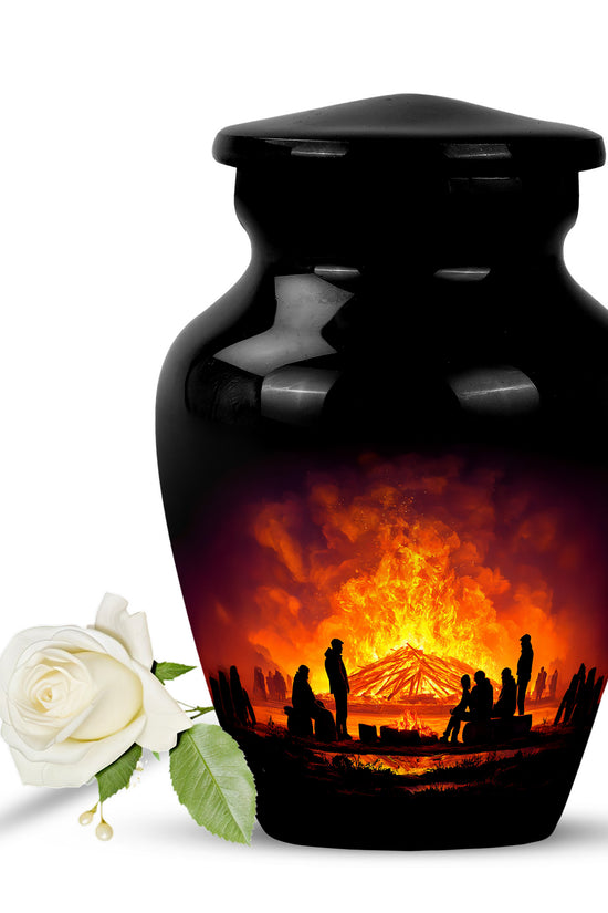 Black Campfire Cremation Urns - Opulent Sentinel 10-inch, 200 cu in - Karyliz