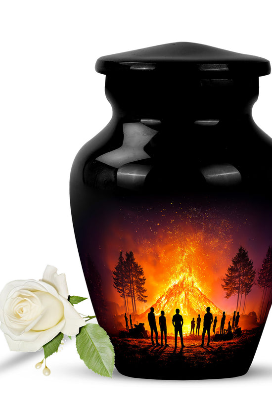 Black Campfire Memorial Cremation Urns for Human Ashes - 10-inch, 200 cu in - Karyliz