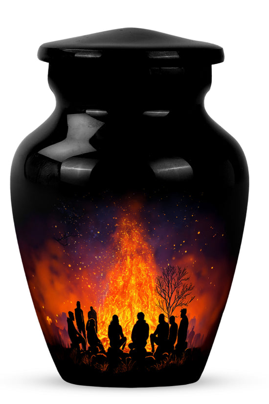 Black Exquisite Campfire Memorial Urn for Ashes - 10-inch, 200 cu in - Karyliz