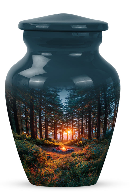 Dignified Blue Campfire Cremation Urn for Ashes - 10-inch, 200 cu in - Karyliz