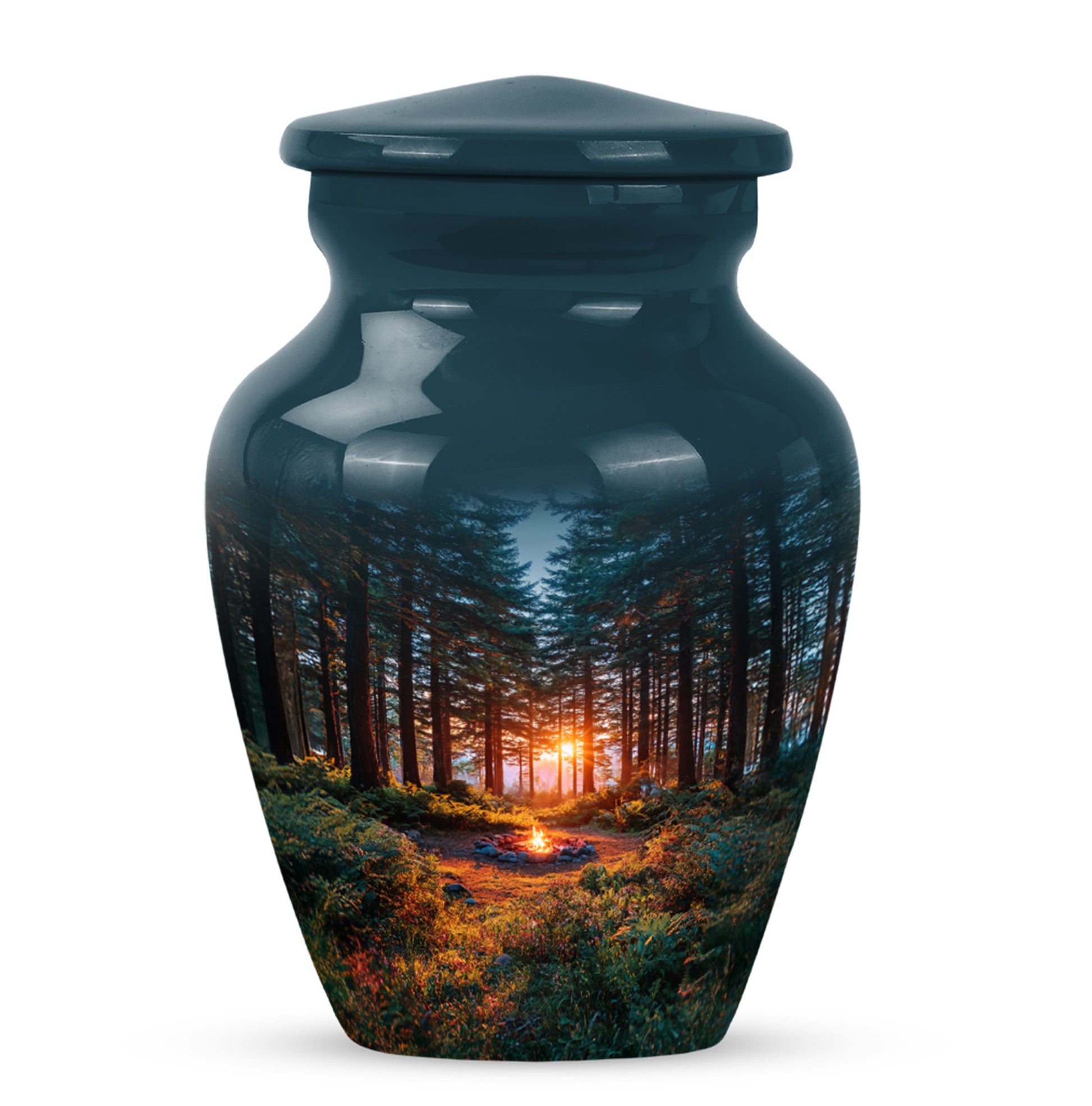 Dignified Blue Campfire Cremation Urn for Ashes - 10-inch, 200 cu in - Karyliz