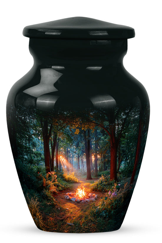 Black Resounding Campfire Memorial Urn for Ashes - 10-inch, 200 cu in - Karyliz