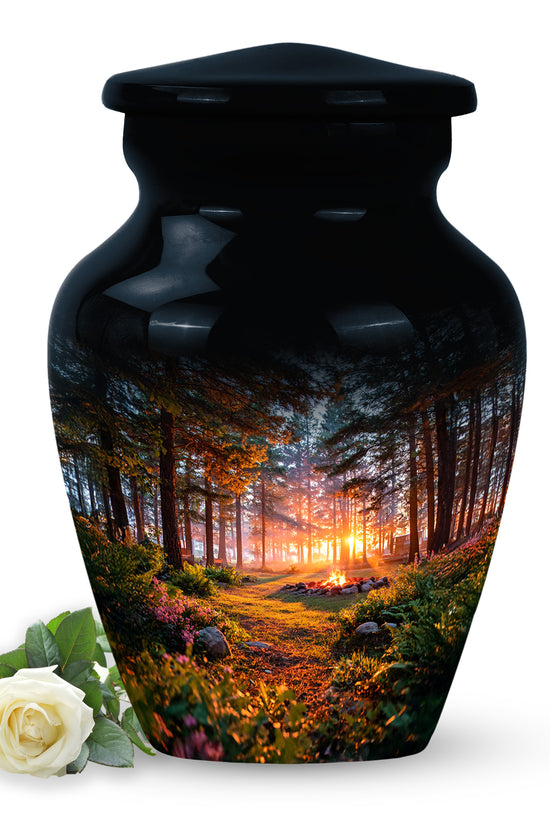 Black Campfire Cremation Urns - Honored Promise 10-inch, 200 cu in - Karyliz