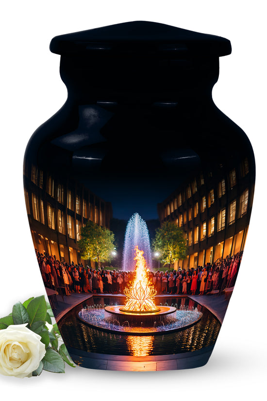 Black Campfire Embrace Cremation Urns for Human Ashes - 10-inch, 200 cu in - Karyliz