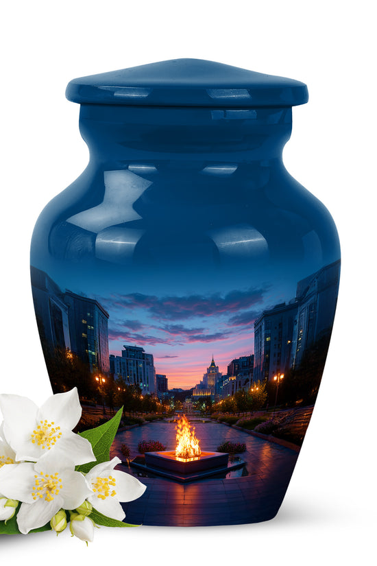 Sublime Campfire Cremation Urns for Human Ashes - Blue 10-inch - Karyliz