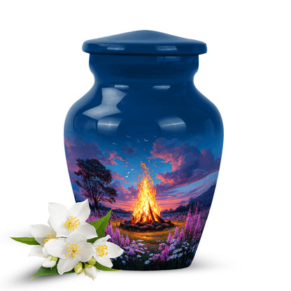Personalized Campfire Cremation Urns - Soothing Blue 10-inch, 200 cu in - Karyliz