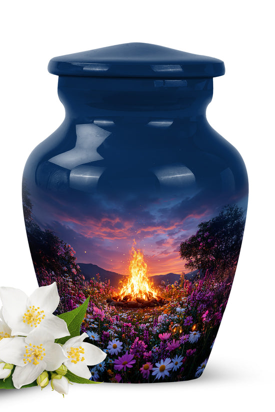 Blue Campfire Celebration Cremation Urns for Human Ashes - 10-inch, 200 cu in - Karyliz