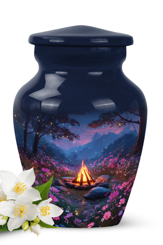 Personalized Refined Campfire Cremation Urns - Blue 10-inch, 200 cu in - Karyliz